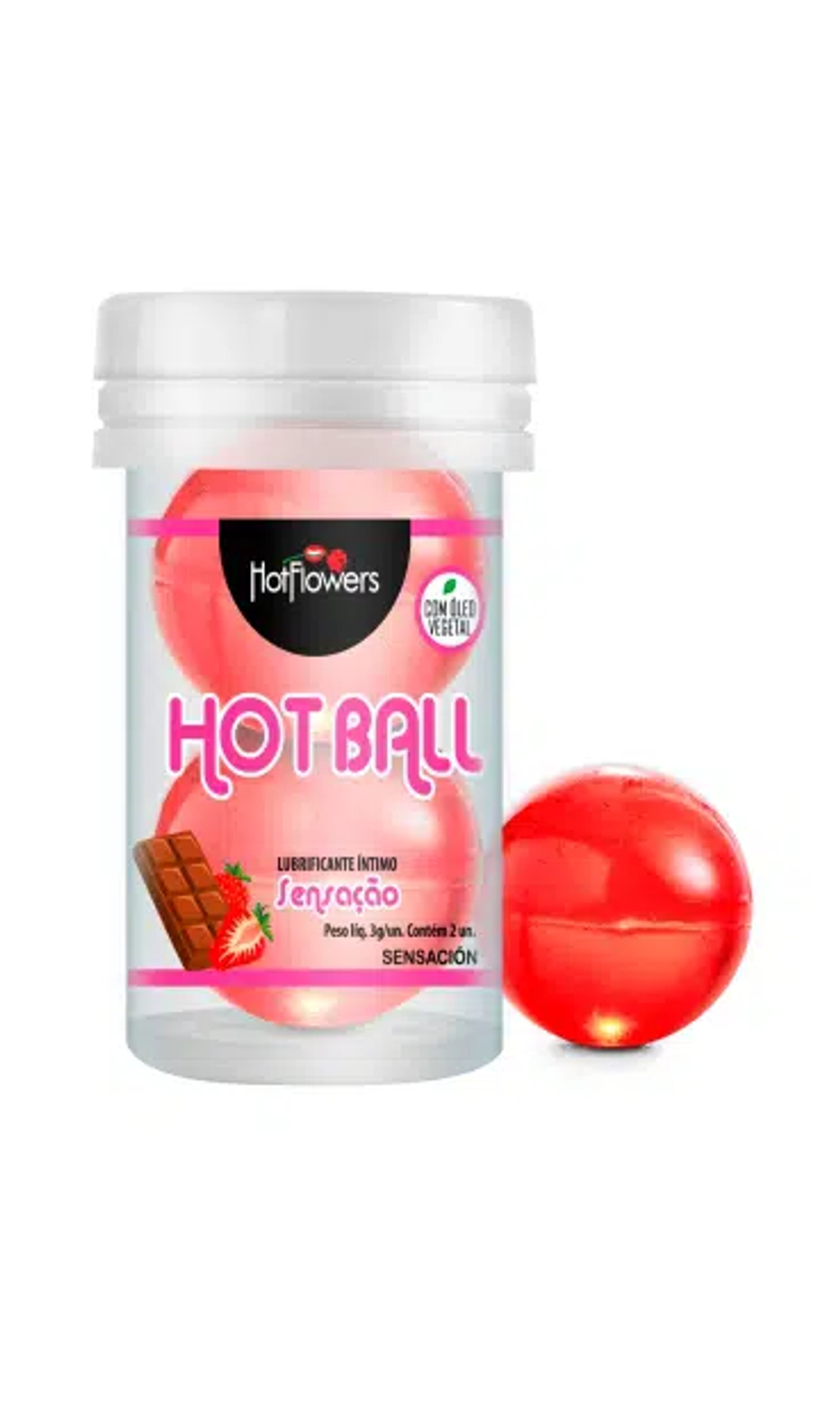 Интимный гель AROMATIC HOT BALL на масляной основе в виде двух шариков с ароматом и вкусом клубники