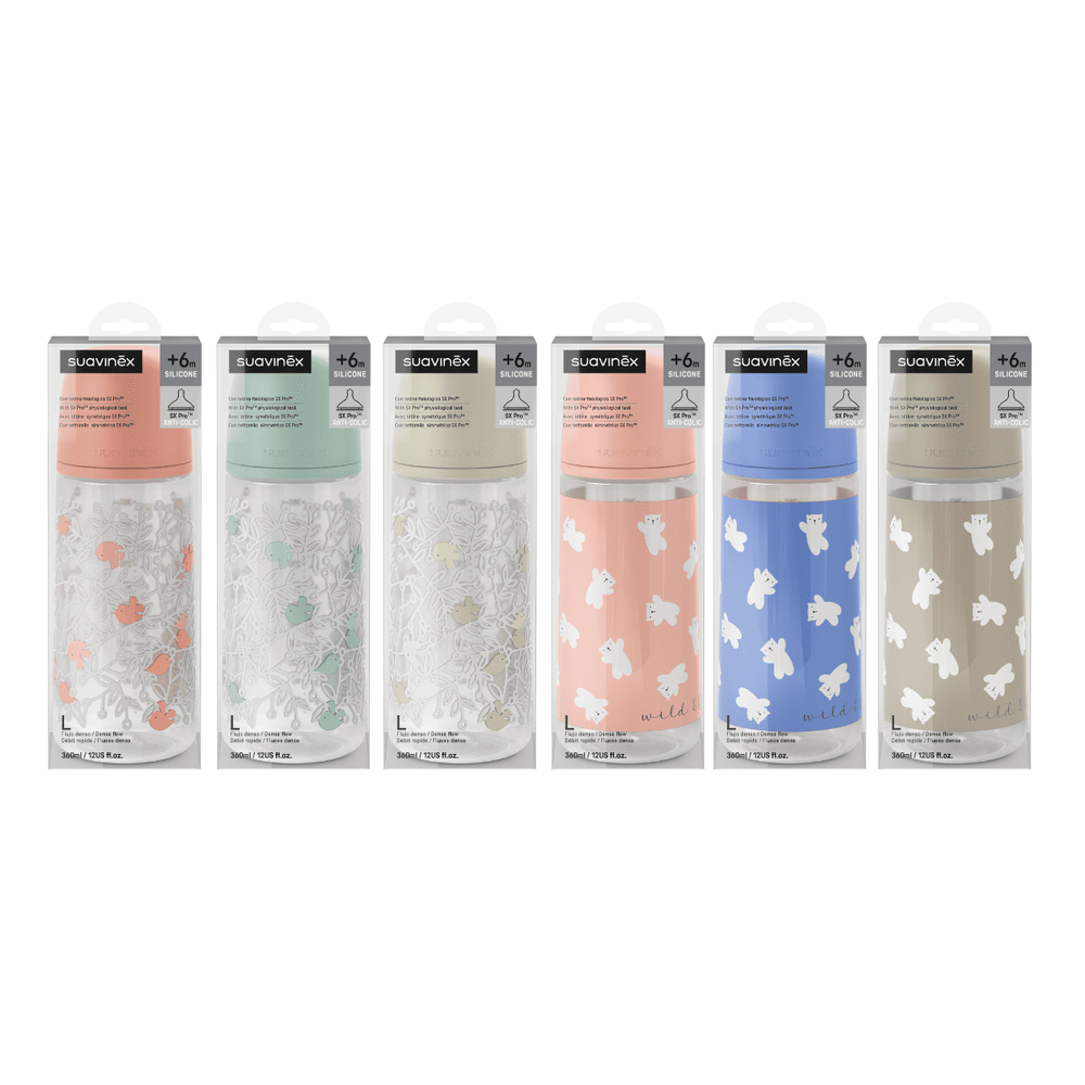 Бутылочка для кормления Suavinex Birdies 360 мл розовая, 6 мес+