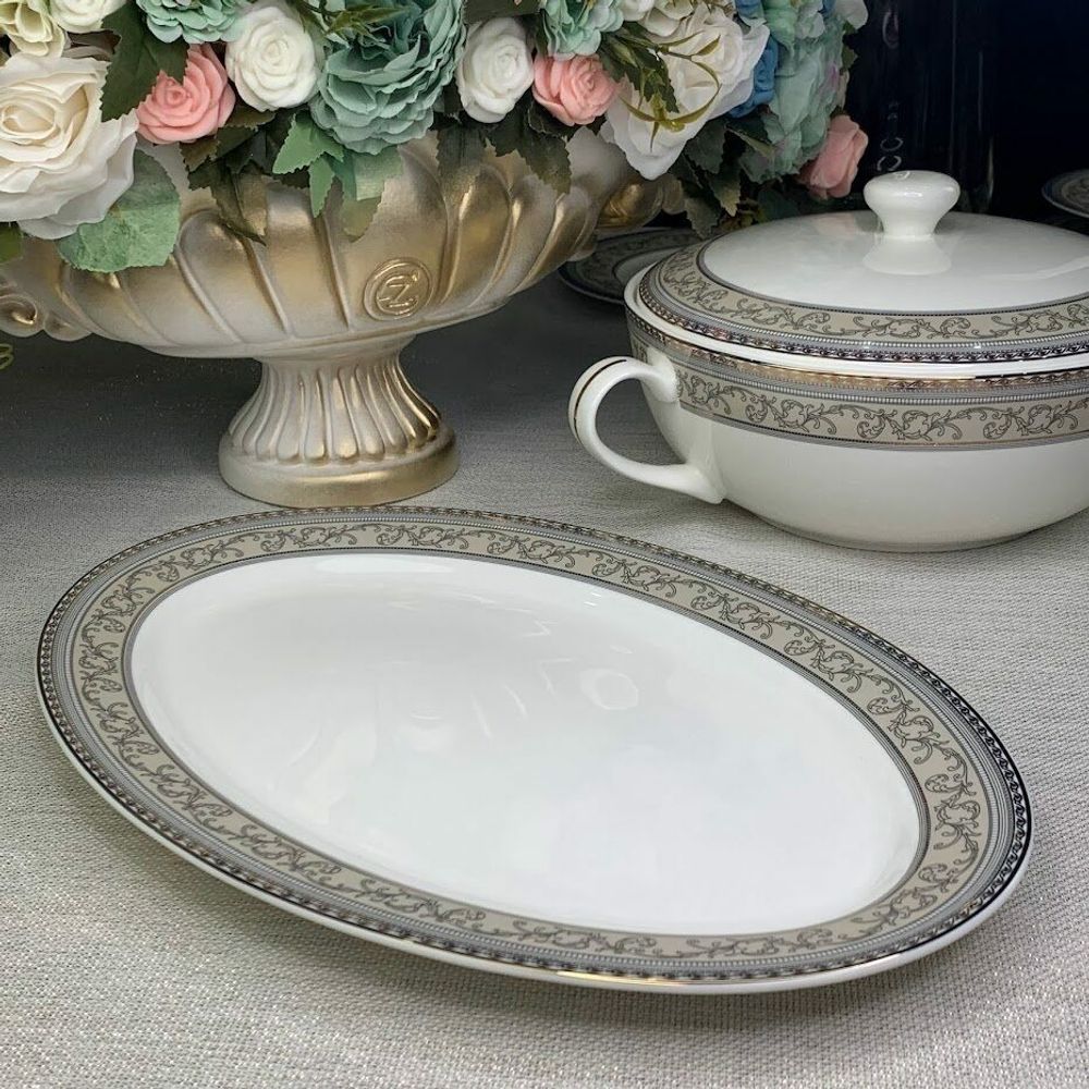 Lenardi 145-373 Овальное блюдо 35,5см. ЭЛЕГАНТ в под.уп.(х10)Костяной фарфор