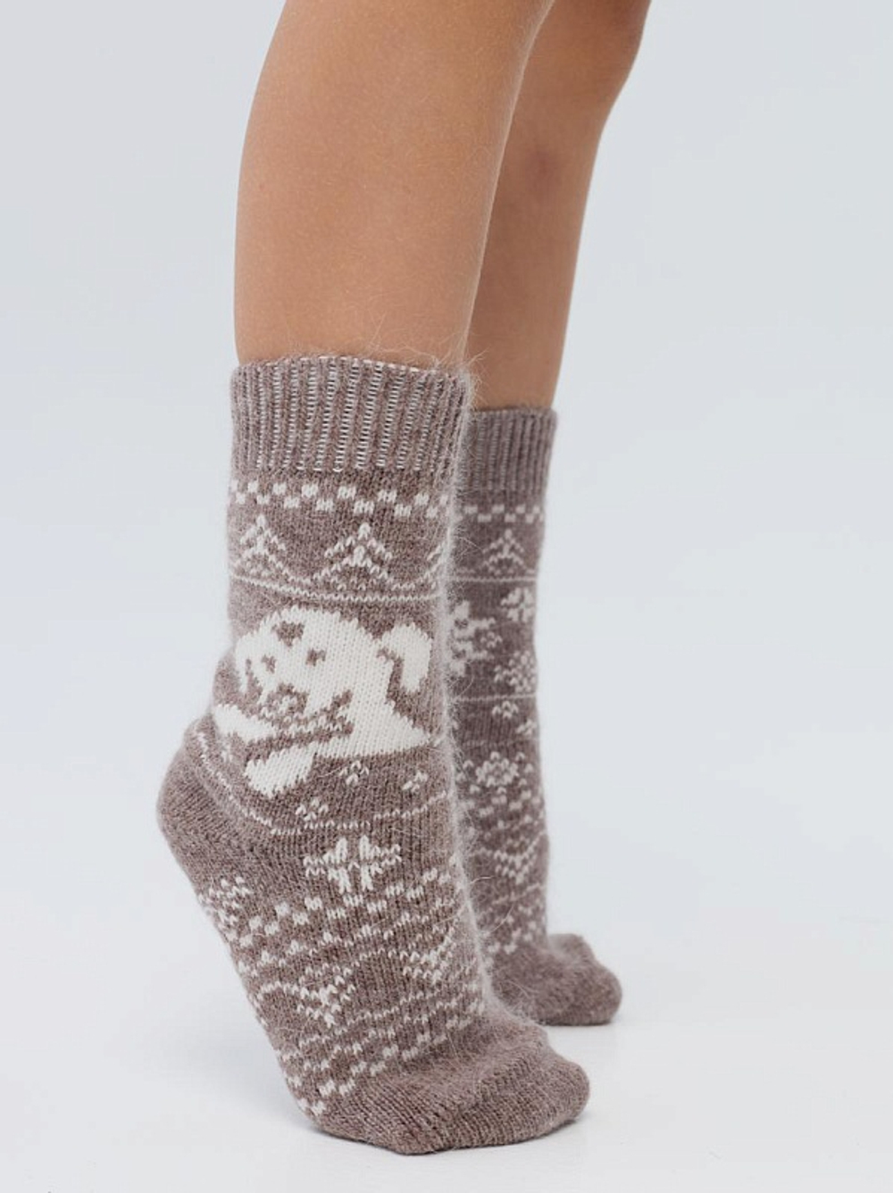 Теплые пуховые носки Н427-13 коричневый