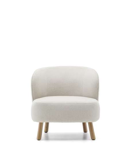 Кресло Ulit из бежевого шенилла с ножками из светлого бука