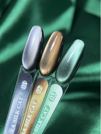 Гель-лак с эффектом кошачий глаз ENIGMANIC AURA silk cat 10 мл. #03