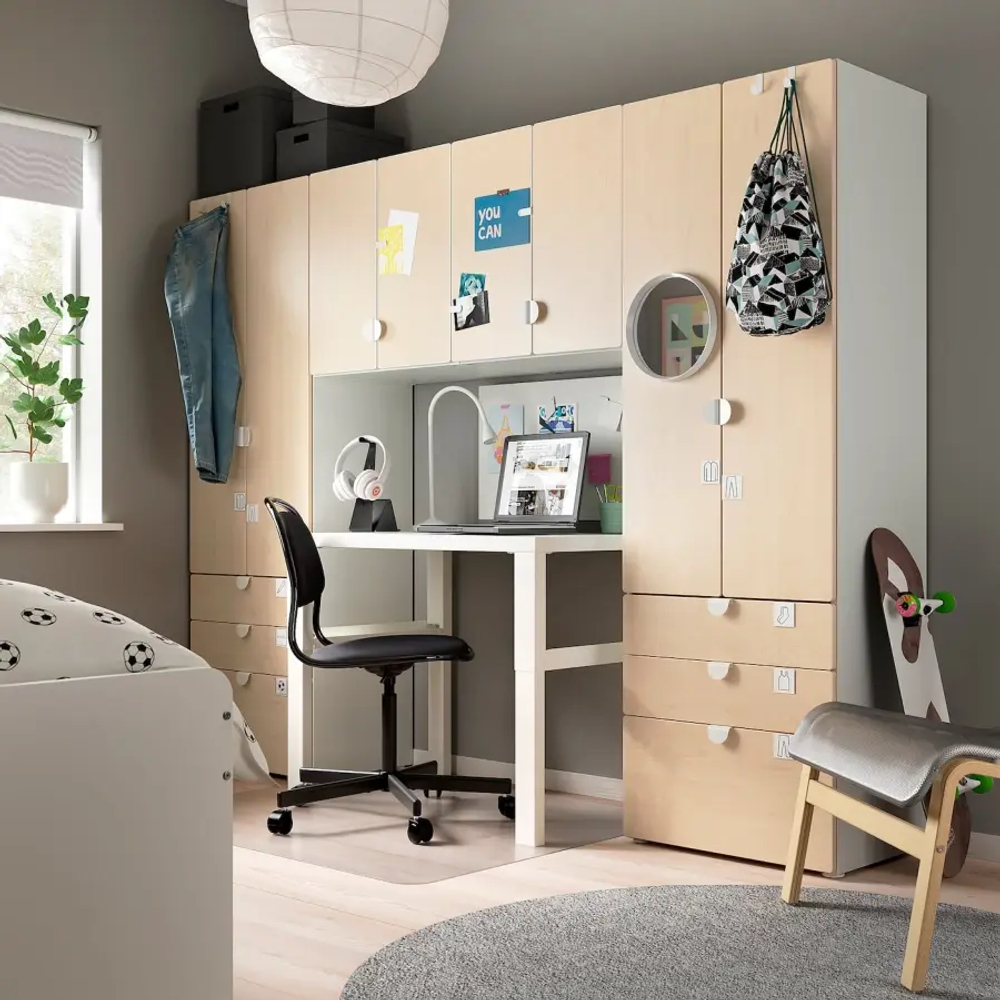 Комбинация для хранения  - SMÅSTAD / PLATSA/ SMАSTAD IKEA/ СМОСТАД/ПЛАТСА ИКЕА, 181х240 см, белый/под беленый дуб