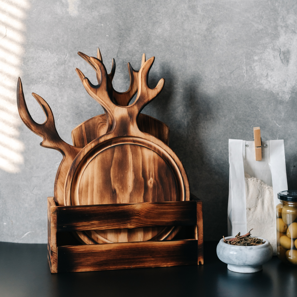 Разделочные доски из сибирского кедра 3 шт. в ящике. RDN28