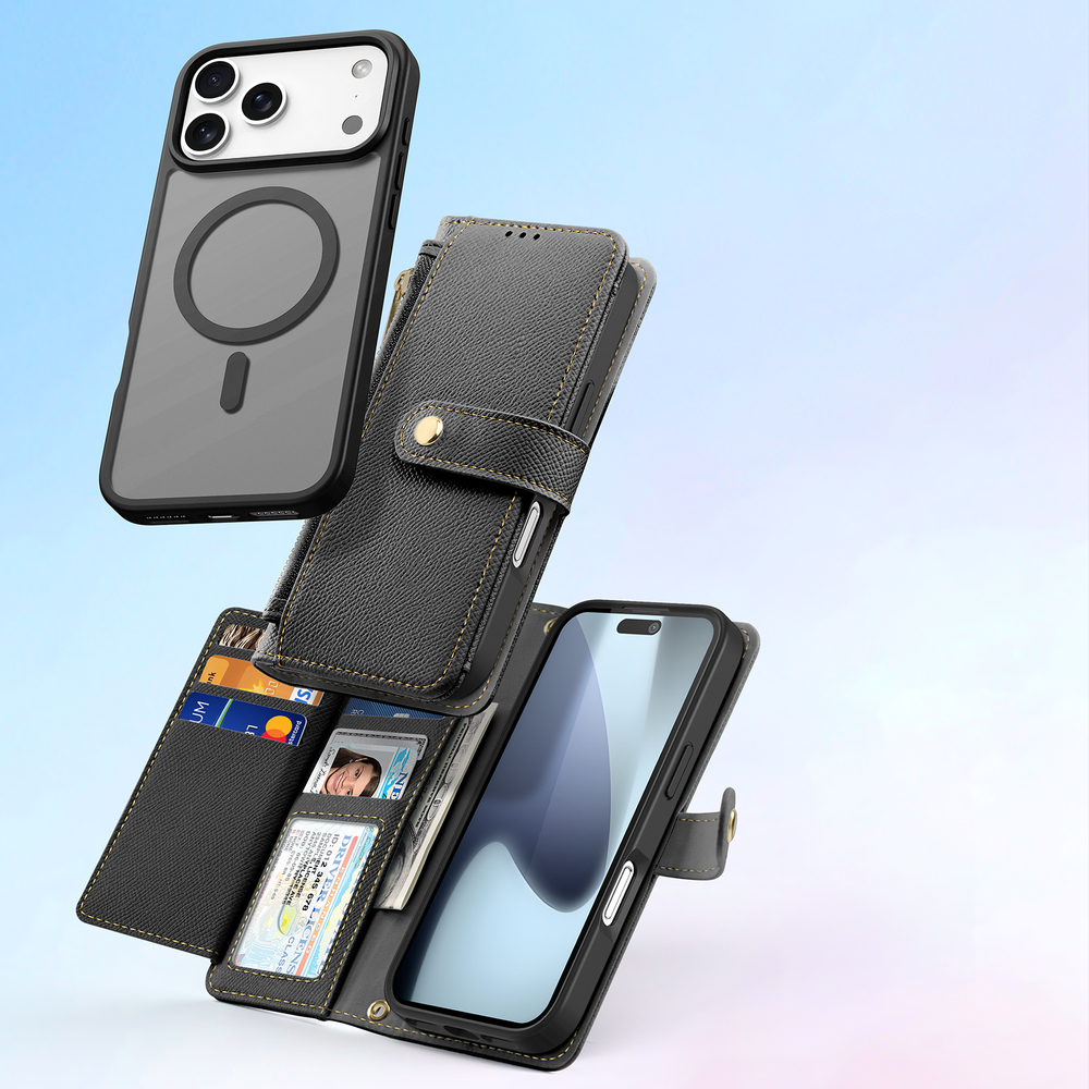 Чехол кошелек с MagSafe из кожи для iPhone 17 Pro Max, серия Lawa Series от Dux Ducis