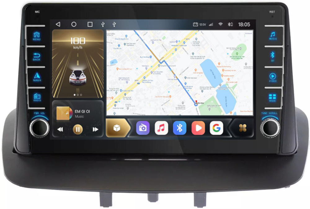 Магнитола для Renault Fluence/ Megane 2009-2017 (любая комплектация) - Carmedia SF-9997 (кнопки и крутилки), Android 12, TS10,  CarPlay, 4G SIM-слот