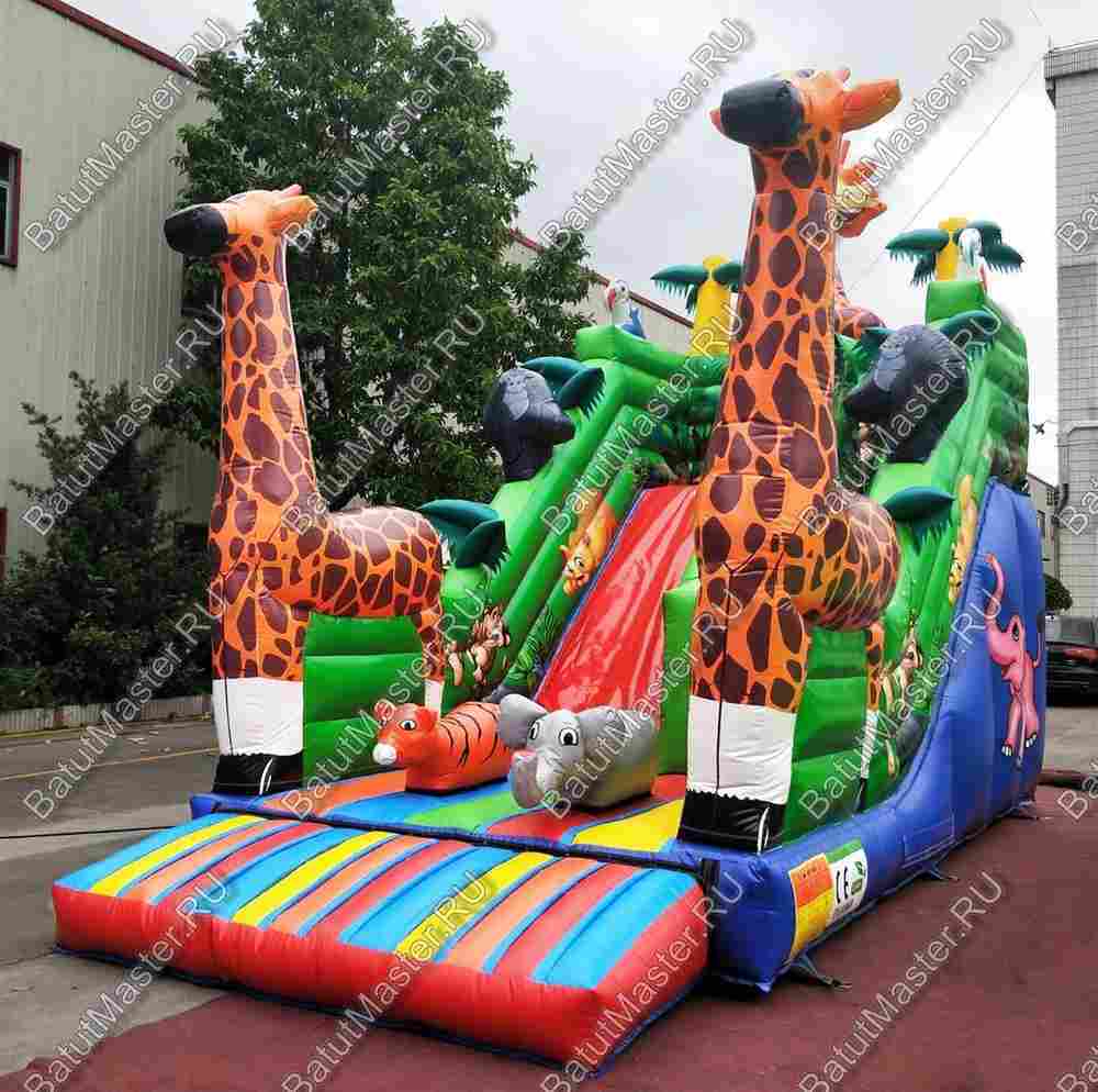 Надувной батут-горка "Веселые жирафы", 7*3,5*5 м