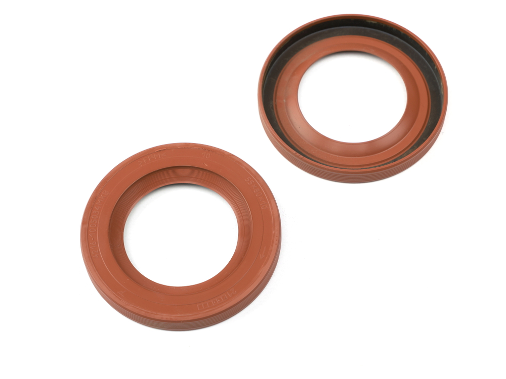 Сальник 55х80х10 а/м ГАЗ-53, Газель, УАЗ дв. ЗМЗ-402, 511, УМЗ-4216 коленчатого вала передний (красный с конической губой/FPM+MKV) Резинотехника г. Балаково ( ОЕ 53-1005034МКВ )