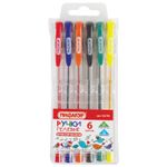 Ручки гелевые ПИФАГОР, НАБОР 6 ЦВЕТОВ, корпус прозрачный, узел 0,5 мм, линия письма 0,35 мм, 142793