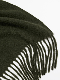 Massimo Dutti Шарф из смесовой шерсти с бахромой, темно-зеленый