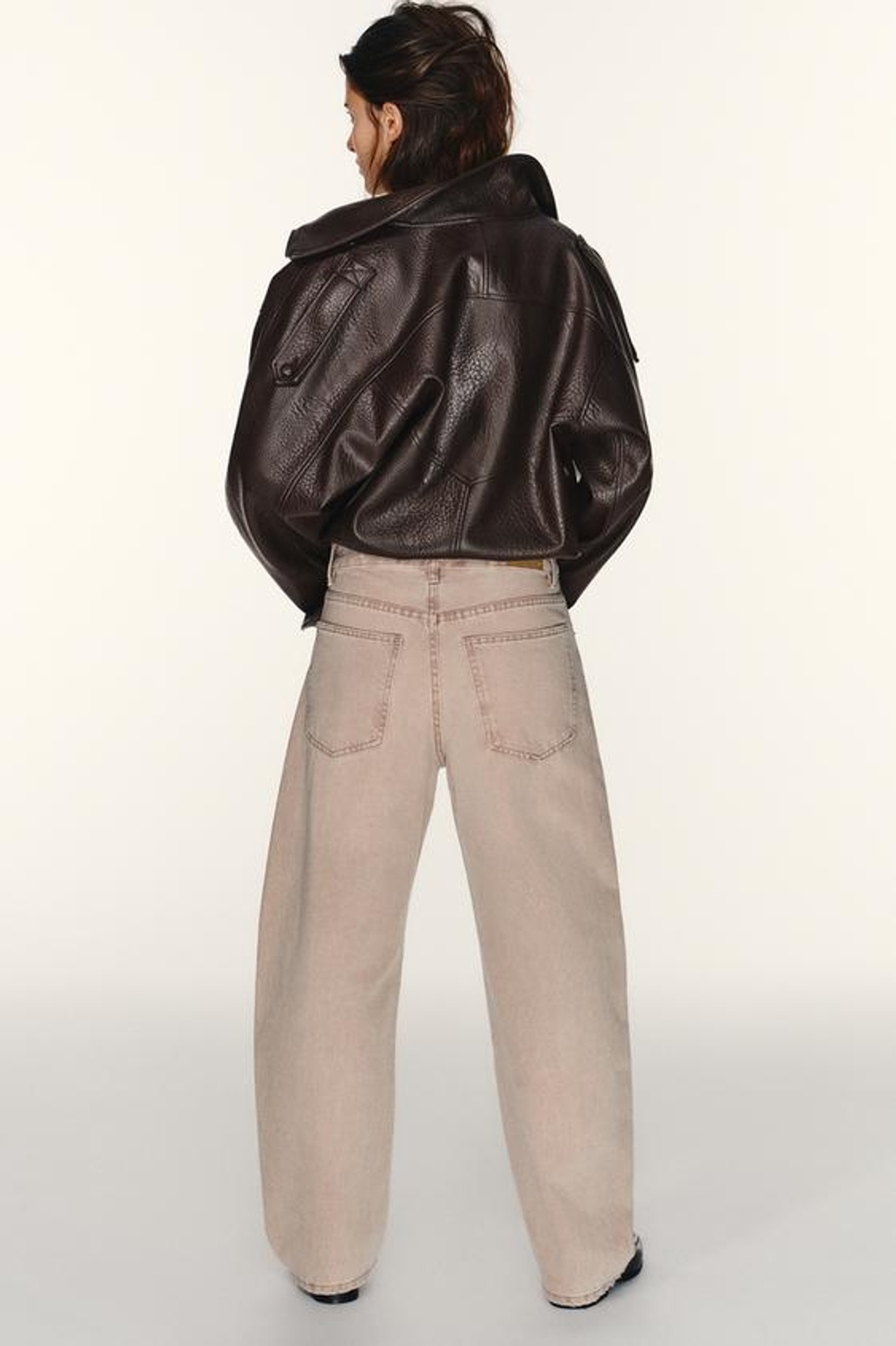 ZARA ДЖИНСЫ TRF BAGGY BALLOON СО СРЕДНЕЙ ПОСАДКОЙ, ЛИНЯЛЫЙ РОЗОВЫЙ