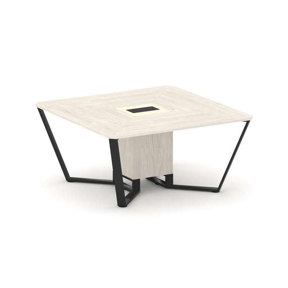 Steel Meet Стол переговорный квадратный KMK-PR.B.SP-08 Денвер Светлый/Ваниль Глянец/Металл Черный 16