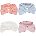 Повязка на голову косметическая «ДАЙМОНД РУШ», бантик, цвет белый, пудровый, небесный и лиловый, 20*7см (ZIP пакет)