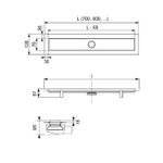 Комплект TECElinus для монтажа дренажного канала 900мм с основой для плитки и панелью "Steel" 2 в 1