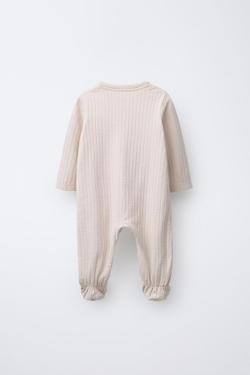 ZARA КОМБИНЕЗОН ПРЯМОГО КРОЯ, СВЕТЛО-БЕЖЕВЫЙ