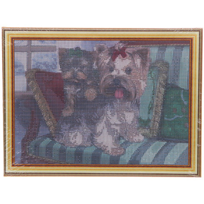 Алмазная мозаика на подрамнике с полным заполнением «МИР ЯРКИХ КРАСОК», пара йорк терьеров, 30*40см