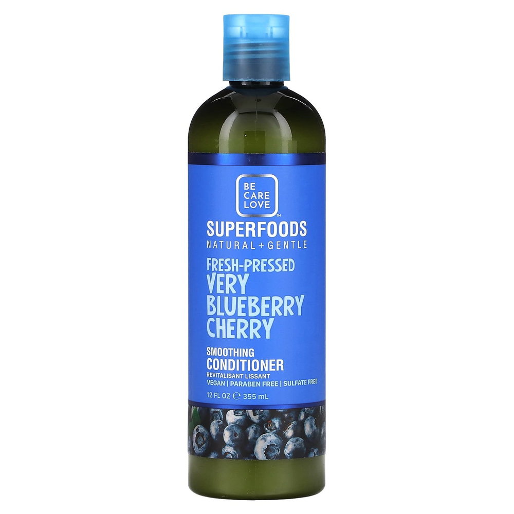 Be Care Love, Superfoods, натуральный и нежный, разглаживающий кондиционер, свежий отжим с черникой и вишней, 355 мл (12 жидк. унц.)
