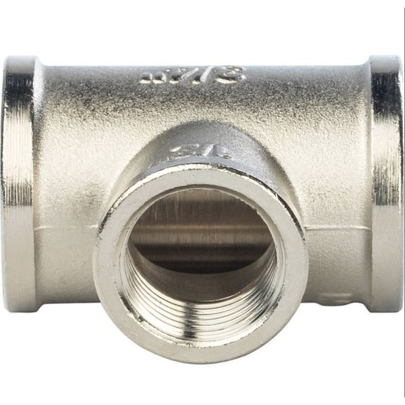 Тройник переходной STOUT никелированный ВВ 3/4х1/2х3/4 купить в Москве и Московской области по низкой цене с доставкой по России — (1) Тройник переходной STOUT никелированный ВВ 3/4х1/2х3/4 — (1)