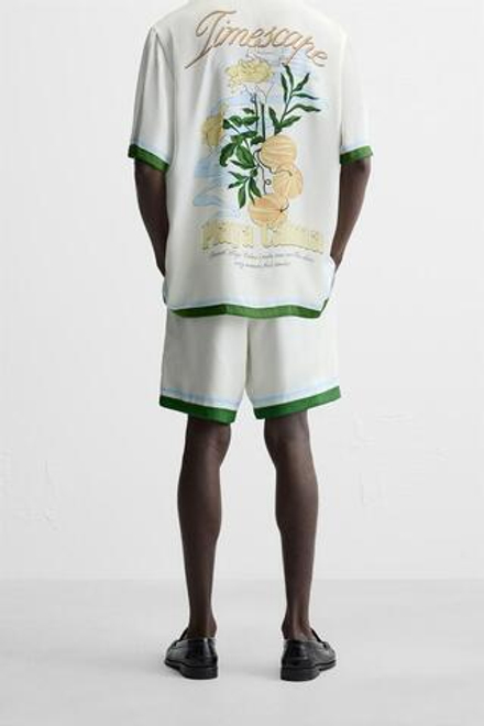 ZARA ШОРТЫ ИЗ САТИНА С ПРИНТОМ, ЗЕЛЕНЫЙ