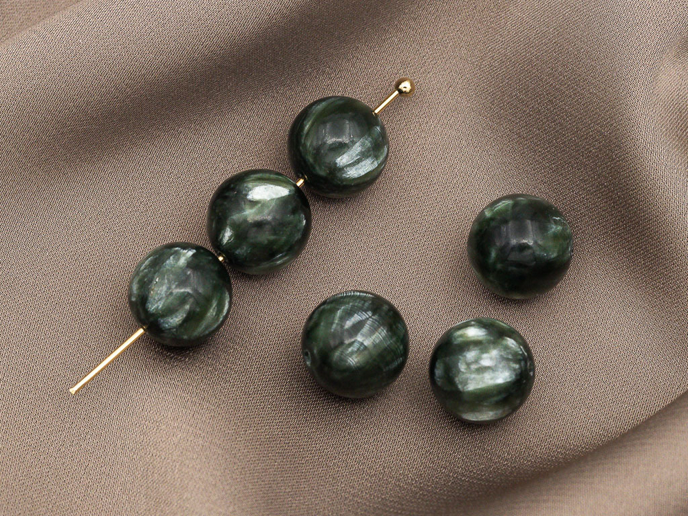 Серафинит 10мм, бусина 1штука