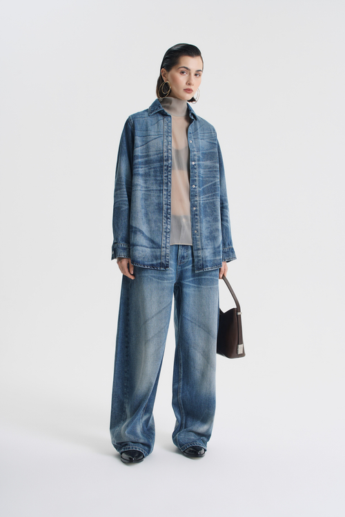 Джинсовая рубашка acid wash