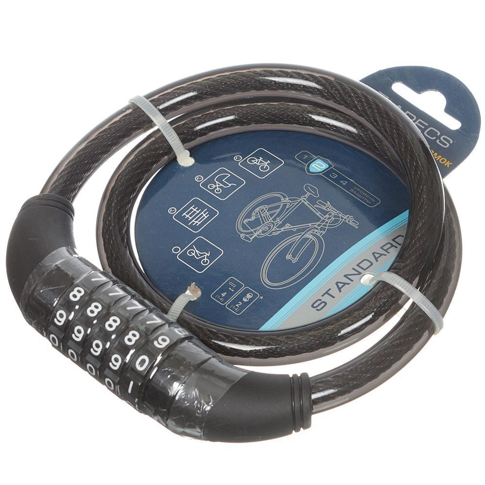 Замок велосипедный тросовый, Apecs, PD-83-65, код, 650 мм