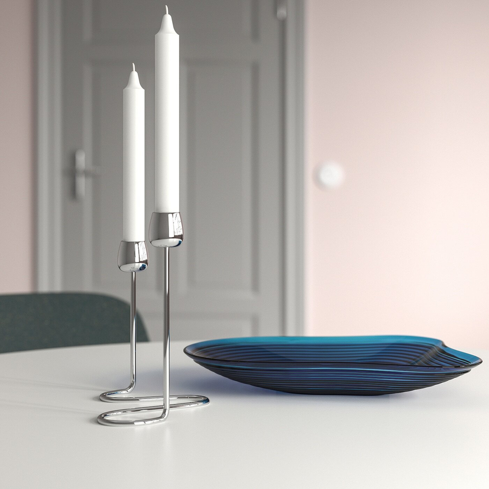 IKEA SILVERPÄRON  (ИКЕА СИЛВЕРПÄРОН)  -  Подсвечник для 2 свечей, серебристый, 20 см