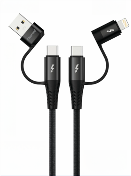 Кабель USB CHAROME C24 4 в 1 для iPhone/Type C 60W (черный) 1.2m