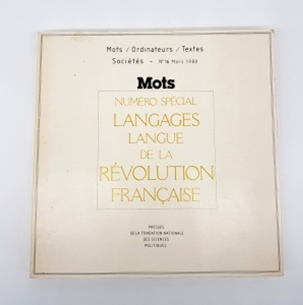 "Langages langue de la revolution francais (Языки Французской революции)".