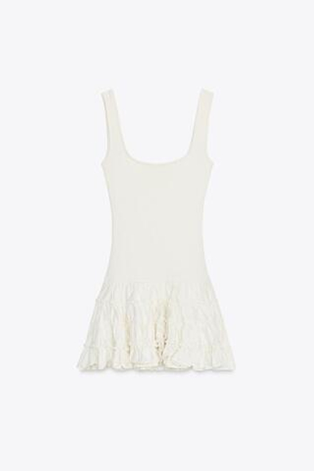 ZARA КОМБИНИРОВАННОЕ ПЛАТЬЕ, ЭКРЮ