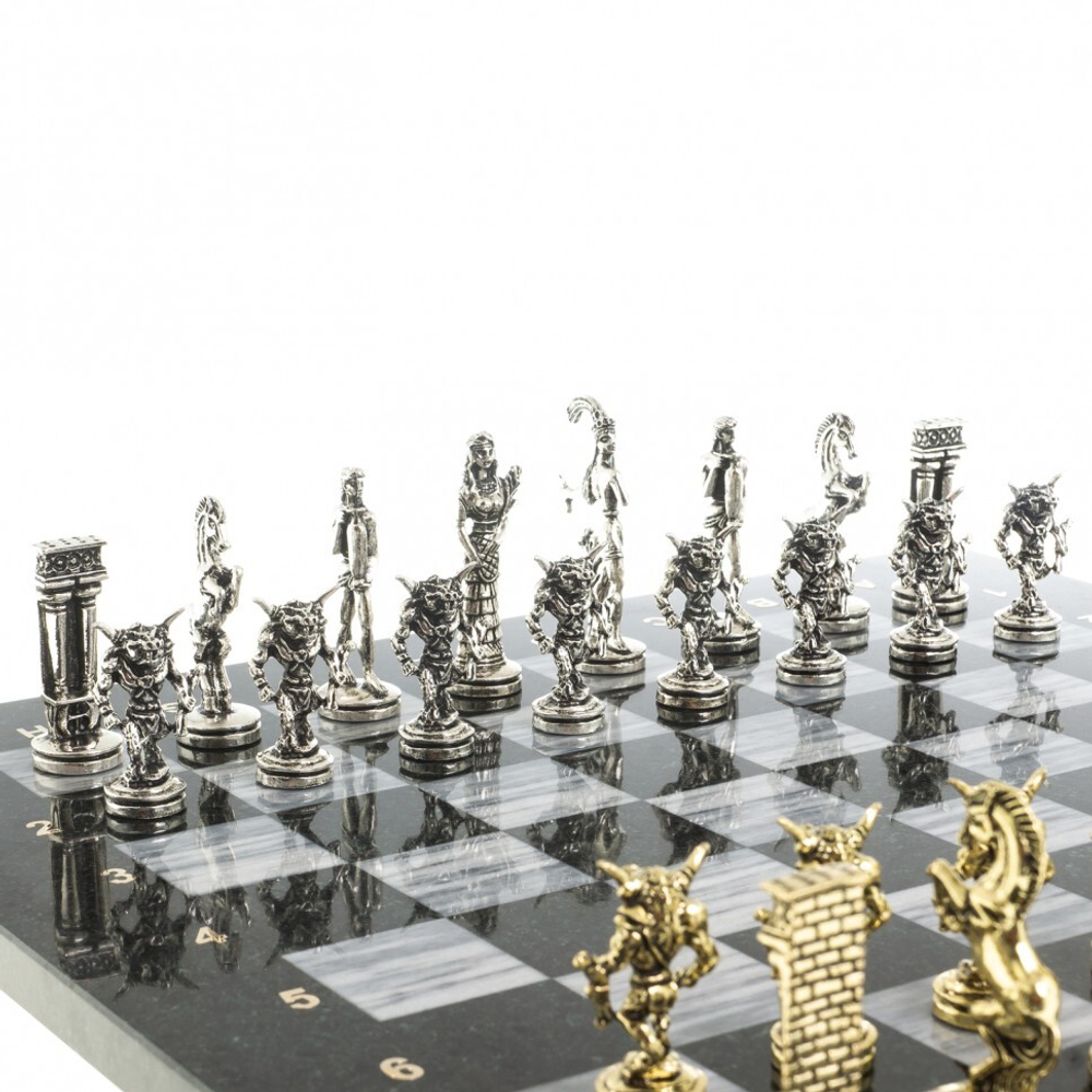 Шахматы "Минотавр" доска 36х36 см серый мрамор змеевик G 122666