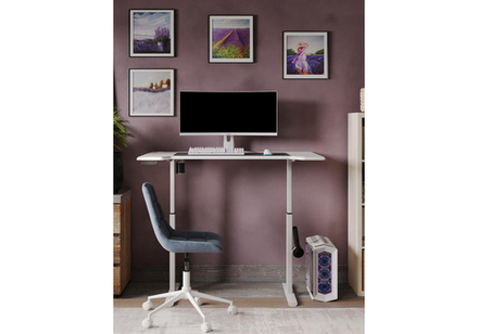 Компьютерный стол Woodville Маркос с механизмом подъема 120х75х75 белый, шагрень белая