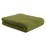 Плед из хлопка жемчужной вязки оливкового цвета из коллекции essential, 130х180 см