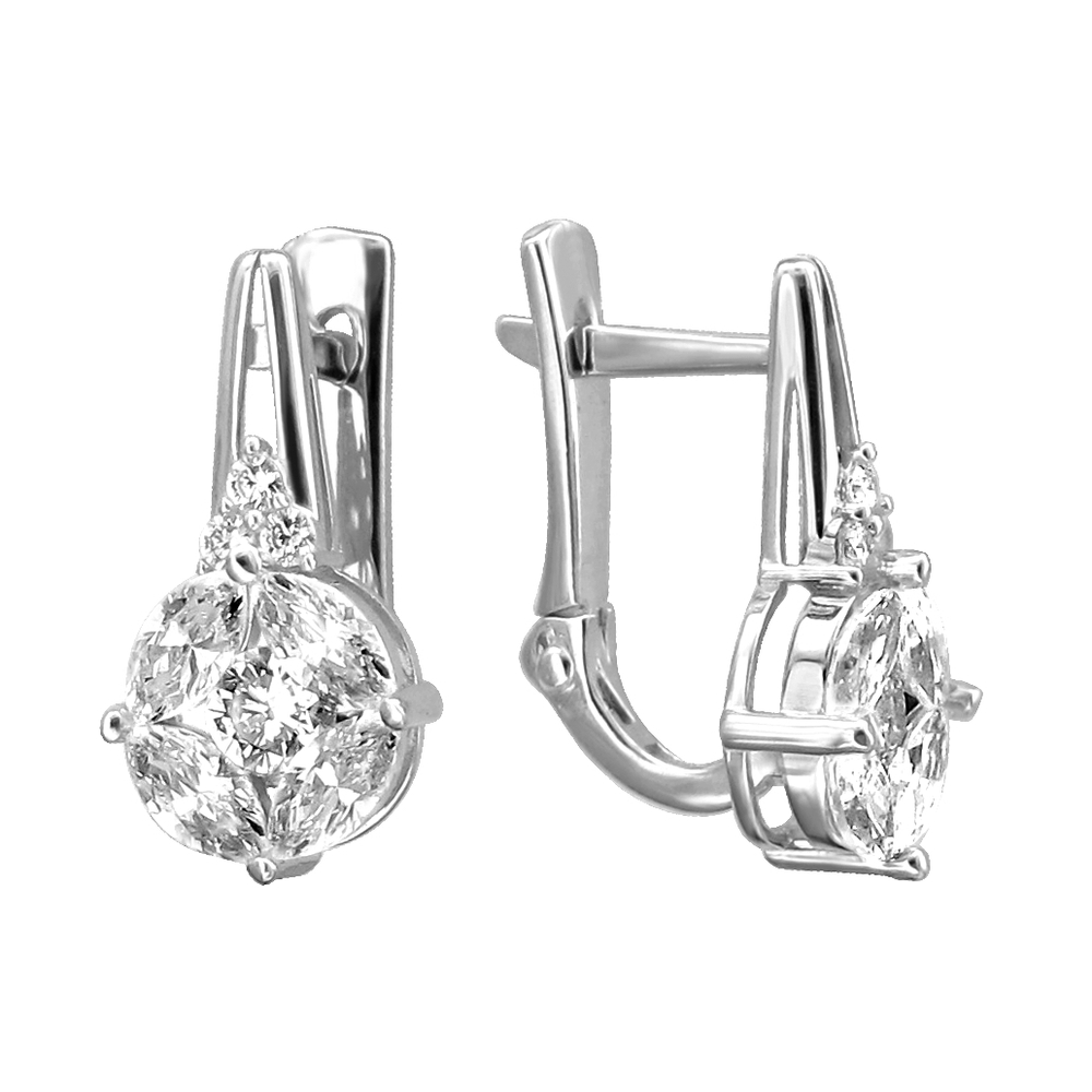 Серьги с фианитом из белого золота 585 пробы JA-S-С1212059