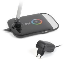 Настольный светильник ЭРА NLED-460-14W-BK-S светодиодный с ночником на основании черный с серебром