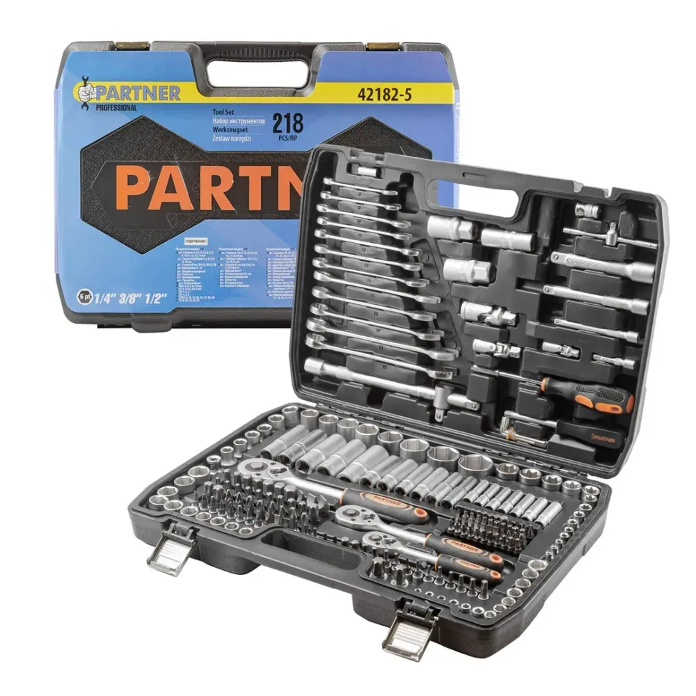 Набор инструментов 218пр.1/4''3/8''1/2''(6гр.)(4-32мм) Partner PA-42182-5(40218)