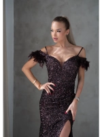 вечернее платье с пайетками и перьями + plus size