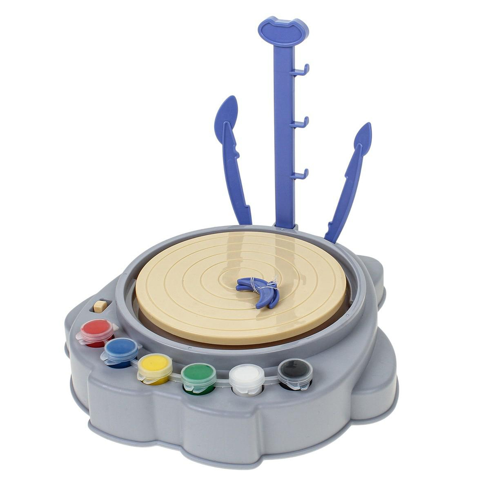 Набор д/творчества и лепки гончарный круг, с аксесс. на бат. коробка SL529