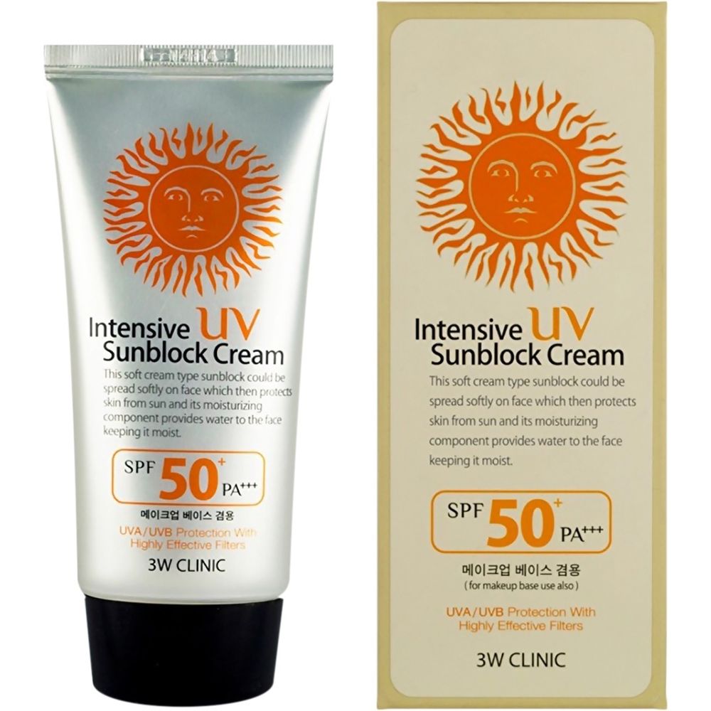 Крем для лица 3W Clinic Солнцезащитный интенсивный Intensive UV Sunblock SPF 50+ PA+++ (UVA/UVB) 70 мл