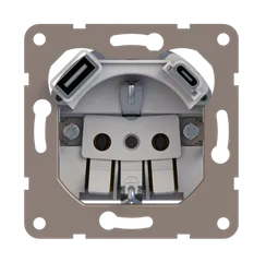 Donel R98 механизм розетки Schuko 16А 250 В~ с зарядным устройством USB A+C, 5V/4A, мощность 20W, серия DA