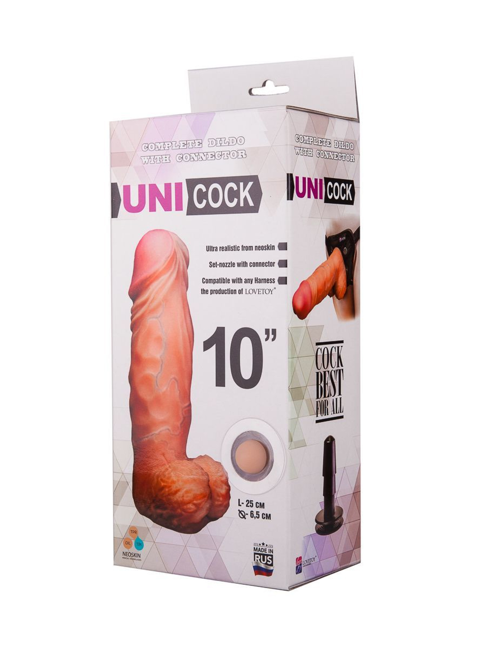 Фаллическая насадка Харнесс UNICOCK 10" - 25 см.