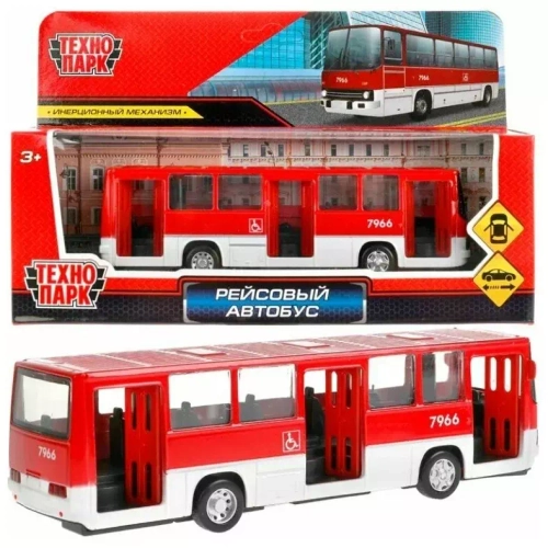 РЕЙСОВЫЙ АВТОБУС 17 см, двери, инерц, красный