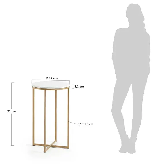 Приставной столик Sheffield Ø43х71 см, белый мрамор