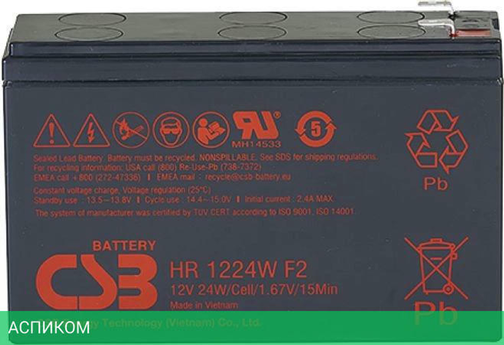 Аккумулятор для ИБП CSB HR1224W F2