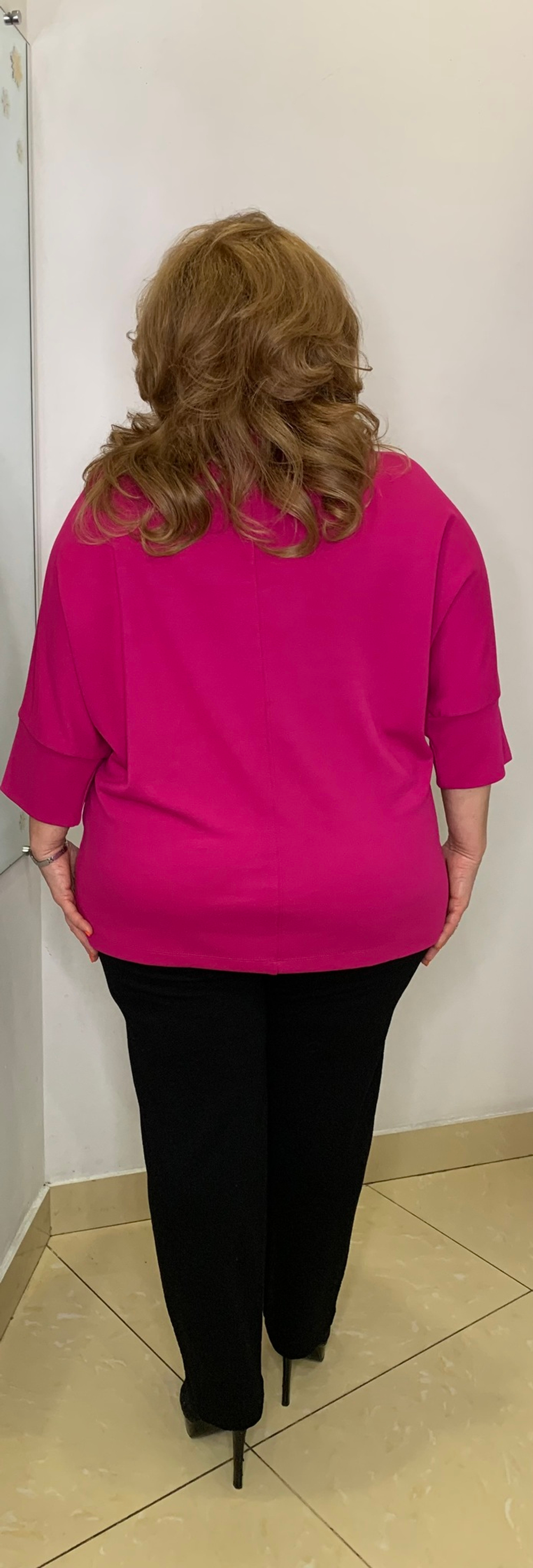 Стразовый блузон в цвете фуксия