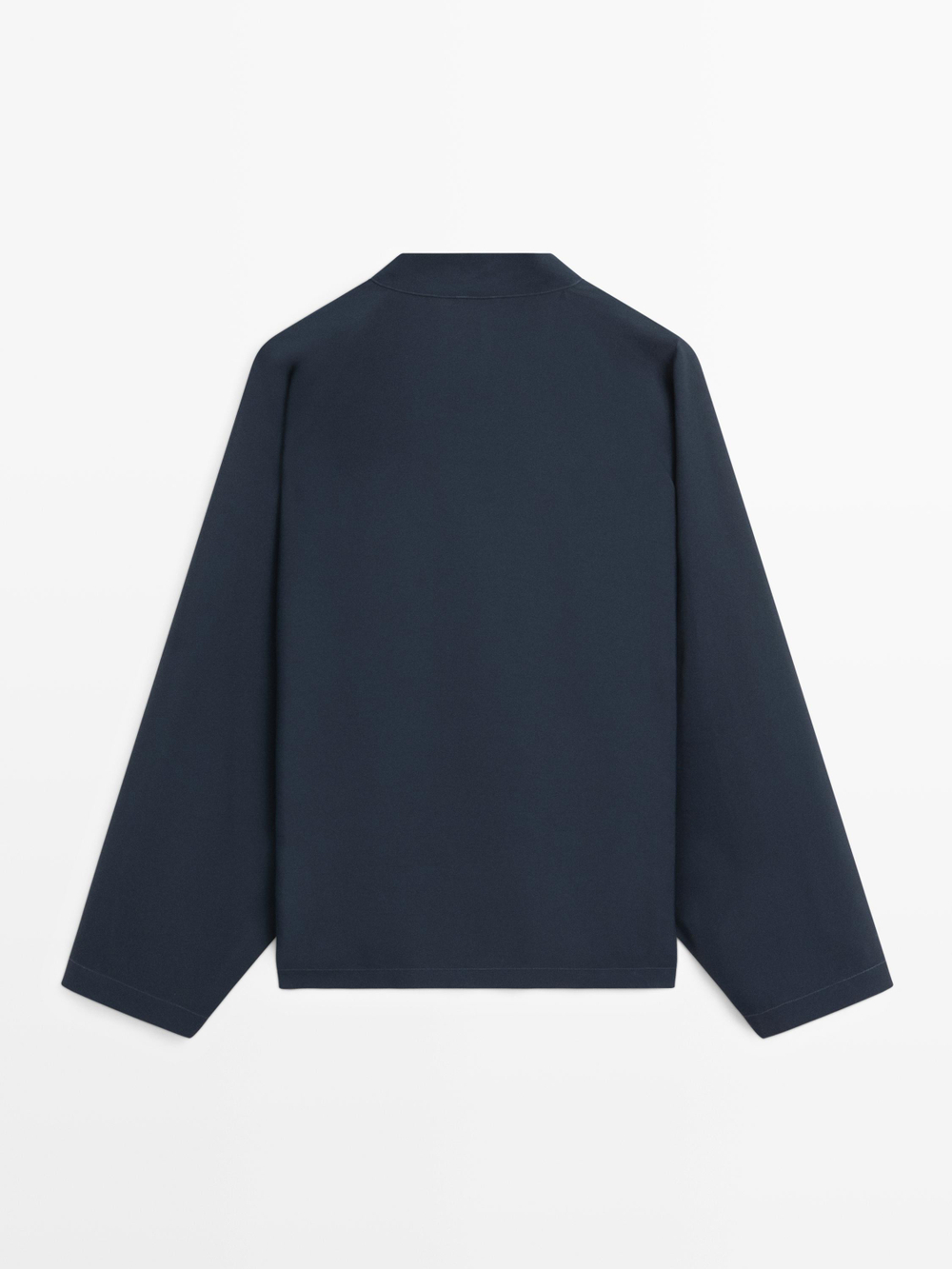 Massimo Dutti Блуза-накидка из струящейся ткани с воротником-стойкой, темно-синий