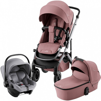 Детская коляска 3 в 1 Britax Roemer Smile 5Z + автокресло BABY-SAFE CORE Frost Grey Dusty Rose / Frost Grey