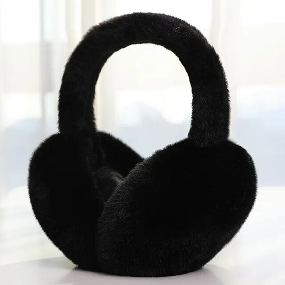 Меховые теплые уютные черные наушники, демисезон/зима, мультиколор