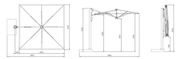 Зонт для кафе профессиональный Astro Titanium, 290х290 см