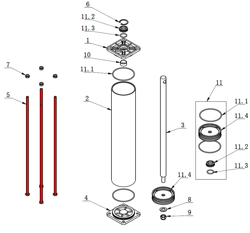 Болт-шпилька цилиндра зажима V626, V626IT, V730